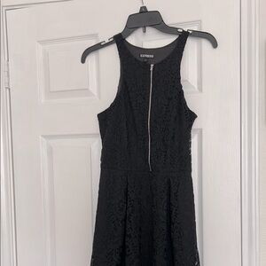 Express Lace Black Halter A-line Mini Dress